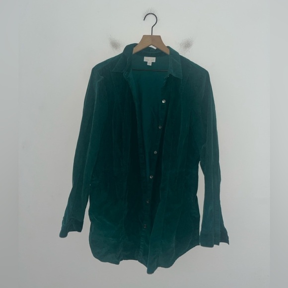 J.Jill Green Corduroy Button Down Cotton Long Sleeve Collared Shirt Size Large T - Picture 7 of 8